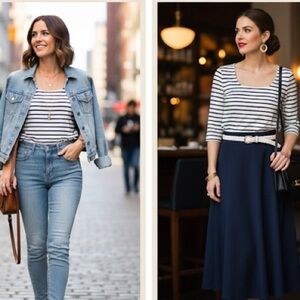 Croft & Barrow XL Navy White Stripes Nautical Staple